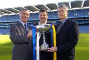 13 October 2005; Provincial managers, from left, Brian McEniff, Ulster, John O'Mahoney, Connacht, and Val Andrews, Leinster, at the launch of the M Donnelly Interprovincial Championship 2005. Croke Park, Dublin. Picture credit: Brian Lawless / SPORTSFILE