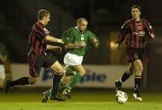 14 October 2005; Martin Lachlan, Finn Harps, in action against Gareth Farrelly, left, and Stephen Ward, Bohemians. eircom League, Premier Division, Bohemians v Finn Harps, Dalymount Park, Dublin. Picture credit: Brian Lawless / SPORTSFILE