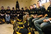 16 October 2005; players of, Crossmaglen Rangers, in their dressing room before the start of the game. Armagh County Senior Football Final, Crossmaglen Rangers v Dromintee, Crossmaglen, Armagh. Picture credit: David Maher / SPORTSFILE