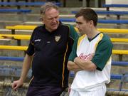 17 October 2005; Dr. Con Murphy in conversation with Ryan McMenamin who did not finish the session because of a chest infection during a training session in advance of the Fosters International Rules game between Australia and Ireland. Claremont, Perth, Western Australia. Picture credit; Ray McManus / SPORTSFILE