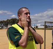 18 October 2005; Stephen O'Neill, Tyrone, applies sun block before a training session, at the Mandurah Football and Sports Club, in advance of the Fosters International Rules game between Australia and Ireland. Mandurah Football and Sports Club, Mandurah, Perth, Western Australia. Picture credit; Ray McManus / SPORTSFILE