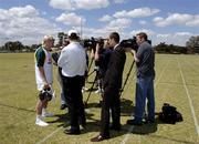 18 October 2005; Owen Mulligan, Tyrone, is interviewed by local media after a training session, at the Mandurah Football and Sports Club, in advance of the Fosters International Rules game between Australia and Ireland. Mandurah Football and Sports Club, Rushton Park, Mandurah, Perth, Western Australia. Picture credit; Ray McManus / SPORTSFILE