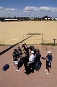 18 October 2005; Sean Cavanagh, Tyrone, is interviewed by local media after a training session, at the Mandurah Football and Sports Club, whose main pitch awaits the arrival of new grass, in advance of the Fosters International Rules game between Australia and Ireland. Mandurah Football and Sports Club, Rushton Park, Mandurah, Perth, Western Australia. Picture credit; Ray McManus / SPORTSFILE
