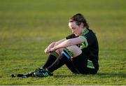 22 March 2014; A dejected Tori McLaughlin, Queen's University Belfast, after the final whistle. O'Connor Cup, Final, Queens University Belfast v University of Limerick. Queen's University, Belfast, Co. Antrim. Picture credit: Oliver McVeigh / SPORTSFILE