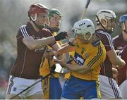 23 March 2014; Jonathan Glynn, Galway, is involved in a tussle with Patrick O'Connor, Clare. Allianz Hurling League Division 1A Round 5, Clare v Galway, Cusack Park, Ennis, Co. Clare. Picture credit: Ray Ryan / SPORTSFILE