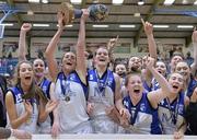 23 March 2014; Team Montenotte Hotel, led by captain Graine Dwyer, 3rd from left, celebrate with the trophy after the game. Basketball Ireland Women’s Premier League Final, UL Huskies, Limerick v Team Montenotte Hotel, Cork, Neptune Stadium, Cork. Picture credit: Brendan Moran / SPORTSFILE