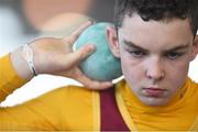 23 March 2014; Kevin Caulfield, Tulla A.C, Co. Clare, during the U.16 Boy's Shot putt final at the Woodie’s DIY Juvenile Indoor Track and Field Championships. Athlone Institute of Technology International Arena, Athlone, Co. Westmeath. Picture credit: David Maher / SPORTSFILE