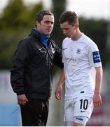 22 March 2014; Drogheda United manager Darius Kierans with Dale Harding. SSE Airtricity U19 League Elite Division, Drogheda United v Cork City, United Park, Drogheda, Co. Louth. Picture credit: Stephen McCarthy / SPORTSFILE