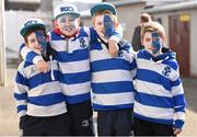 23 March 2014; Blackrock College supporters, from left to right, Marcus Noble, aged 11, Jack Davy, aged 10, David McHale, aged 10 and Will Fitzgerald, aged 10, from Blackrock, Dublin, ahead of the game. Beauchamps Leinster Schools Junior Cup Final, Blackrock College v Belvedere College, Tallaght Stadium, Tallaght, Dublin. Picture credit: Ramsey Cardy / SPORTSFILE
