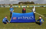 23 March 2014; 'Respect' flagbearers before the game. FAI Junior Cup, Quarter-Final, Carew Park FC v St Michaels FC, Carew Park, Limerick. Picture credit: Diarmuid Greene / SPORTSFILE