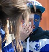 23 March 2014; Supporters have their face painted ahead of the game. Beauchamps Leinster Schools Junior Cup Final, Blackrock College v Belvedere College, Tallaght Stadium, Tallaght, Dublin. Picture credit: Ramsey Cardy / SPORTSFILE