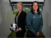 24 March 2014; Republic of Ireland senior international manager Sue Ronan and player Aine O'Gorman after the squad announcement ahead of their FIFA Women's World Cup Qualifier against Germany on Saturday the 5th of April. Republic of Ireland Women's National Team Squad Announcement, Tallaght Stadium, Tallaght, Co. Dublin. Picture credit: David Maher / SPORTSFILE