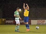 24 March 2014; Richie Towell, Dundalk, celebrates after scoring his side's first goal. Setanta Sports Cup, Semi-Final, 1st Leg, Shamrock Rovers v Dundalk, Tallaght Stadium, Tallaght, Co. Dublin. Picture credit: David Maher / SPORTSFILE