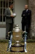 19 October 2005; Cork City manager Damien Richarson, left, and Drogheda United manager Paul Doolin at a photocall ahead of the Carlsberg FAI Cup Semi-Finals. Ely Place, Dublin. Picture credit: Brendan Moran / SPORTSFILE