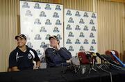 20 October 2005; Captain Andrew McLeod, left, and manager Kevin Sheedy are all smiles as they await the arrival of their opposite numbers before the final Press Conference in advance of the Fosters International Rules game between Australia and Ireland, Sheraton Perth Hotel, Adelaide Terrace, Perth, Western Australia. Picture credit; Ray McManus / SPORTSFILE