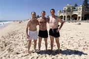 20 October 2005; Down trio Mickey Linden, Benny Coulter and Mickey McVeigh before a swim, in the Indian Ocean, at Cottesloe Beach advance of the Fosters International Rules game between Australia and Ireland. Cottesloe, Perth, Western Australia. Picture credit; Ray McManus / SPORTSFILE