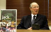 21 October 2005; Former Republic of Ireland Jack Charlton speaking to journalists at the launch of a DVD entitled &quot;Jack Charlton - The Irish Years&quot; at the Burlington Hotel, Dublin. Picture credit: Brendan Moran / SPORTSFILE