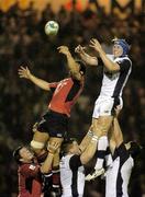 21 October 2005; Donncha O'Callaghan, Munster, in the line-out against Magnus Lund, Sale Sharks. Heineken Cup 2005-2006, Pool 1, Sale Sharks v Munster, Edgeley Park, Stockport, England. Picture credit: Pat Murphy / SPORTSFILE