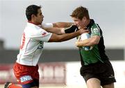 22 October 2005; Chris Keane, Connacht, is tackled by John Grassoo, Amatori Catania. European Challenge Cup, Pool 5, Round 1, Connacht v Amatori Catania, Sportsground, Galway. Picture credit: Damien Eagers / SPORTSFILE