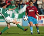 23 October 2005; Shane Robinson, Drogheda United, in action against Colm Tresson, Bray Wanderers. FAI Carlsberg Cup Semi-Final, Drogheda United v Bray Wanderers, United Park, Drogheda, Co. Louth. Picture credit: David Maher / SPORTSFILE