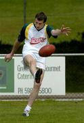 24 October 2005; Ciaran McManus kicks an Aussie Rules ball after the Ireland team training in advance of the 2nd Fosters International Rules game between Australia and Ireland, Sorrento Oval, Sorrento, Mornington Peninsula, Melbourne, Australia. Picture credit; Ray McManus / SPORTSFILE