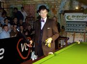 24 October 2005; Alex Higgins comes into the arena before his game. vcpoker.ie Irish Professional Snooker Championships, First Round, Alex Higgins.v.Garry Hardiman, Spawell, Tempelogue, Dublin. Picture credit: Brendan Moran / SPORTSFILE