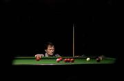 24 October 2005; Alex Higgins checks his angle during the first frame. vcpoker.ie Irish Professional Snooker Championships, First Round, Alex Higgins.v.Garry Hardiman, Spawell, Tempelogue, Dublin. Picture credit: Brendan Moran / SPORTSFILE