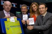 26 October 2005; Dermot Desmond, Eddie Jordan, Aoife Cogan, Miss Ireland, and Martin O'Neill at the opening of The Sporting Emporium and Chronicle Bookmakers, which are financed by Dermot Desmond. South Anne Street, Dublin. Picture credit: Brian Lawless / SPORTSFILE