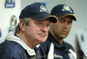 27 October 2005; Australian coach Kevin Sheedy and Captain Chris Johnson, to his left, at the final press conference in advance of the 2nd Fosters International Rules game between Australia and Ireland, Telstra Dome, Melbourne, Australia. Picture credit; Ray McManus / SPORTSFILE