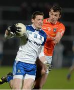 15 March 2014; Conor McManus, Monaghan, in action against Ethan Rafferty, Armagh. Allianz Football League, Division 2, Round 5, Armagh v Monaghan, Athletic Grounds, Armagh. Picture credit: Oliver McVeigh / SPORTSFILE