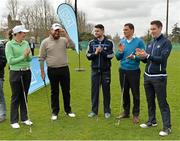 25 March 2014; In attendance at the  launch of AIG Ireland’s partnership with the Golfing Union of Ireland and Irish Ladies Golf Union are, from left, golfer Olivia Mehaffey, golfer Shane Lowry, Dublin footballer Bernard Brogan, former Munster and All Black great Doug Howlett and Dublin hurler Joey Boland. AIG Ireland, the Golfing Union of Ireland and Irish Ladies Golf Union today announced details of a partnership that will see the leading international insurance organisation continue its support of amateur men’s and women’s golf throughout the country. The announcement marks the extension of AIG Ireland’s 16 year association with the GUI and strengthens the organisations links to the ILGU. Carton House, Maynooth, Co. Kildare. Picture credit: Brendan Moran / SPORTSFILE
