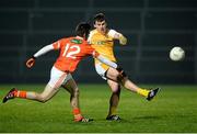 26 March 2014; Domhnail Nugent, Antrim, in action against Callum Comiskey, Armagh. Cadbury’s Ulster Under 21 Football Championship Quarter Final Replay, Antrim v Armagh, Páirc Esler, Newry, Co. Down. Picture credit: Oliver McVeigh / SPORTSFILE