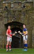 27 March 2014; Cork's Lorcan McLoughlin with Tipperary's Brendan Maher ahead of their side's Allianz Hurling League Quarter Final match in Thurles on Sunday. Allianz GAA Regional Media Day, Cahir Castle, Cahir, Co. Tipperary. Picture credit: Matt Browne / SPORTSFILE