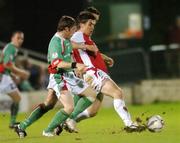 28 October 2005; Robbie Doyle, St. Patrick's Athletic, in action against Joe Gamble, Cork City. eircom League, Premier Division, Cork City v St. Patrick's Athletic, Turners Cross, Cork. Picture credit: David Maher / SPORTSFILE
