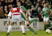 28 October 2005; George O'Callaghan, Cork City, in action against Darragh Maguire, St. Patrick's Athletic. eircom League, Premier Division, Cork City v St. Patrick's Athletic, Turners Cross, Cork. Picture credit: David Maher / SPORTSFILE