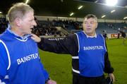 28 October 2005; UCD manager Michael 'Babs' Keating commiserates with St. Vincent's manager Tom Quinn after the match. Dublin County Senior Hurling Championship Final, UCD v St. Vincent's, Parnell Park, Dublin. Picture credit: Brian Lawless / SPORTSFILE