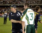 28 October 2005; Australia coach Kevin Sheedy with Graham Canty. 2005 Fosters International Rules Series, game 2, Australia v Ireland, Telstra Dome, Melbourne, Australia. Picture credit; Ray McManus / SPORTSFILE