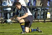 30 October 2005; Leinster's Kieran Lewis goes over for his sides first try. Heineken Cup 2005-2006, Pool 5, Glasgow Warriors v Leinster, Hughenden, Glasgow, Scotland. Picture credit: Brian Lawless / SPORTSFILE