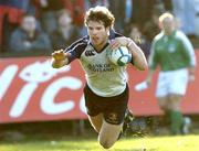 30 October 2005; Leinster's Gordon D'arcy goes over for his sides fourth try. Heineken Cup 2005-2006, Pool 5, Glasgow Warriors v Leinster, Hughenden, Glasgow, Scotland. Picture credit: Brian Lawless / SPORTSFILE