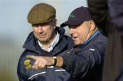 30 October 2005; New Tipperary manager Michael Babs Keating, right, makes a point to selector Tom Barry during the game. Hurling Challenge match, Dublin v Tipperary, O'Toole's GAA Club, Ayrfield Park, Coolock, Dublin. Picture credit: Brendan Moran / SPORTSFILE