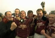 30 October 2005; Selector Willie Barrett, left, celebrates with John R Murphy, Thomas Maher, Player Manager Peter Lambert, Alan John Lonergan and Declan Walsh, Ardfinnan, after the final whistle. Tipperary County Senior Football Championship Final, Ardfinnan v Loughmore-Castleiney, Leahy Park, Cashel, Co. Tipperary. Picture credit: Matt Browne / SPORTSFILE
