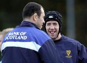 2 November 2005; Guy Easterby shares a joke with coach Michael Cheika during Leinster Rugby squad training. Old Belvedere, Anglesea Road, Dublin. Picture credit: Brian Lawless / SPORTSFILE