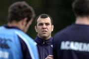 2 November 2005; Head coach Michael Cheika talks to his players during Leinster rugby squad training. Old Belvedere, Anglesea Road, Dublin. Picture credit: Brian Lawless / SPORTSFILE