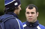 2 November 2005; Head coach Michael Cheika speaks with Cameron Jowitt during Leinster Rugby squad training. Old Belvedere, Anglesea Road, Dublin. Picture credit: Brian Lawless / SPORTSFILE
