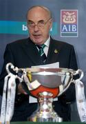 3 November 2005; President of the IRFU Andy Crawford at the draw for the new AIB Cup. It was also announced that Mick Galwey, former Irish Rugby International and current Shannon coach, was unveiled as the manager of the AIB Club International team, which is an Irish team consisting wholly of club players. Lansdowne Road, Dublin. Picture credit: Brian Lawless / SPORTSFILE