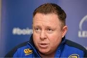 27 March 2014; Leinster head coach Matt O'Connor speaking during a press conference ahead of their side's Celtic League 2013/14, Round 18, match against Munster on Saturday. Leinster Rugby Press Conference, UCD, Belfield, Dublin. Picture credit: Barry Cregg / SPORTSFILE