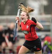 28 March 2014; Kathryn Edgar, Lurgan College, Co. Armagh, celebrates at the final whistle, Dublin. Electric Ireland Kate Russell All-Ireland School Girls Hockey Final, St Andrews College v Lurgan College, St Andrews College, Booterstown, Co Dublin. Picture credit: Matt Browne / SPORTSFILE