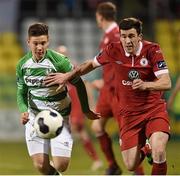 28 March 2014; Luke Byrne, Shamrock Rovers, in action against Aaron Greene, Sligo Rovers. Airtricity League Premier Division, Shamrock Rovers v Sligo Rovers, Tallaght Stadium, Tallaght, Co. Dublin. Picture credit: David Maher / SPORTSFILE