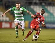 28 March 2014; Gary McCabe, Shamrock Rovers, in action against Aaron Greene, Sligo Rovers. Airtricity League Premier Division, Shamrock Rovers v Sligo Rovers, Tallaght Stadium, Tallaght, Co. Dublin. Picture credit: David Maher / SPORTSFILE
