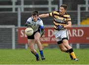 29 March 2014; Meehal McGrath, St Patrick's College, in action against Cillian MacGearailt, Coláiste Eoin. Masita Post Primary Schools Hogan Cup Football Semi-Final, St Patrick's College, Derry v Coláiste Eoin, Dublin. Páirc Esler, Newry, Co. Down. Picture credit: Oliver McVeigh / SPORTSFILE